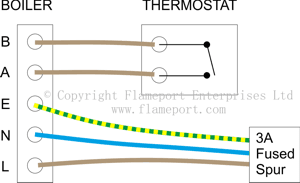 Volt free thermostat with combination boiler connections
