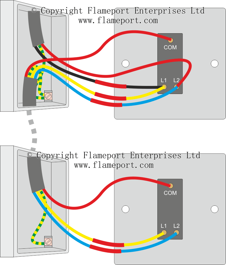 Two Way Switched Lighting Circuits 1, Wiring Diagram For 2 Switches And 1 Light