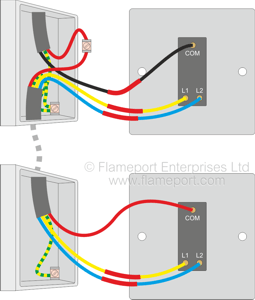 Alternative two way switch connections, old colours