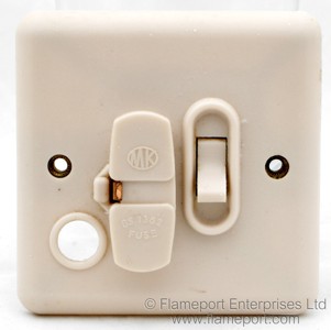 MK switched fused spur unit with flex outlet hole