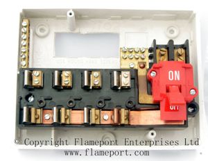 Inside the Centaur plastic fusebox, showing busbar and terminals