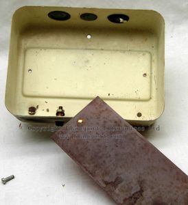 Metal base and paxolin panel from Old GEC 3-way fusebox