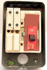 Interior view of a MEM four way fusebox