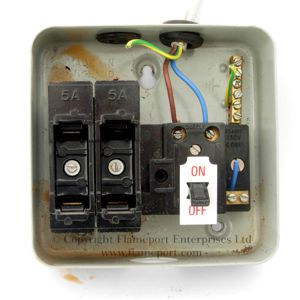 Interior of a MEM 2 way metal fuse box