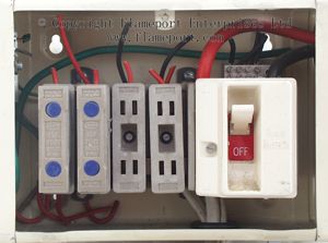 Inside a MEM 4 way fusebox, fuses removed