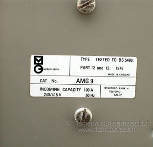 Merlin Gerin AMG9 information label