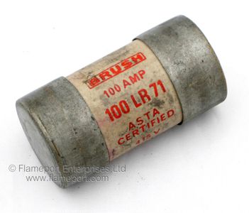Brush 100 Amp Fuse with red text
