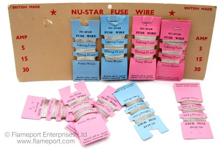 NU-STAR branded fusewire cards with a shop display board