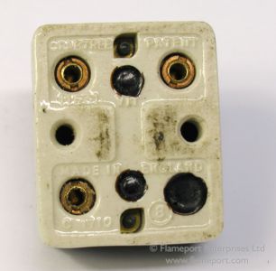 White ceramic back of a Crabtree Lincoln switch