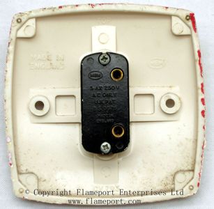 Old single MEM light switch, back view