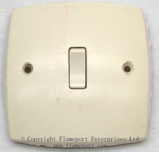Old single MEM light switch, front view