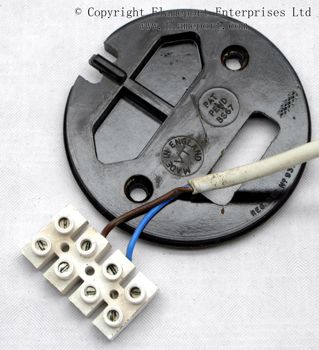 VT ceiling rose backplate and terminals