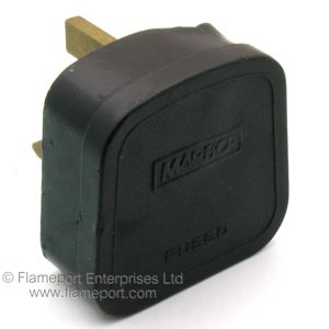 Black plastic Marbo brand BS1363 mains plug