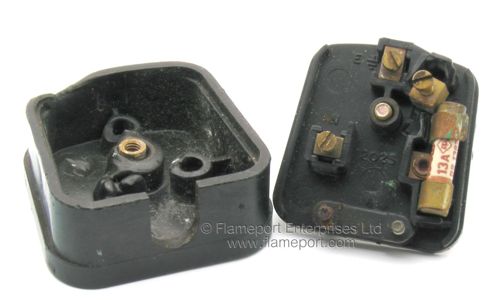 Interior of a plastic Marbo brand BS1363 3 pin plug