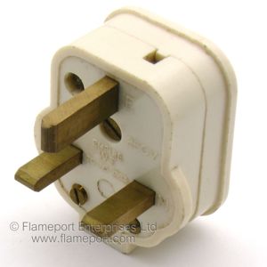 Pins on a WT Empire white plastic 13A mains plug