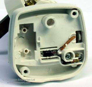 Neon indicator and resistor inside a UK plug