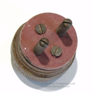 Wooden plug with two brass split pins