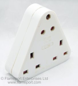 Grelco white triangular shaped 3 way adaptor