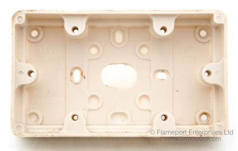 MK 2032 plastic surface mounting socket box with 6 fixing lugs (back)