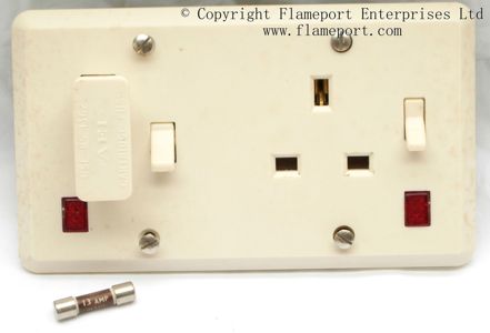 AEI FCU and single socket outlet, fuse removed