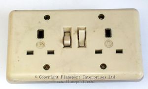 Old MK double socket outlet with 4 fixing holes