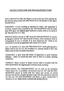 Neo Maintest instruction leaflet