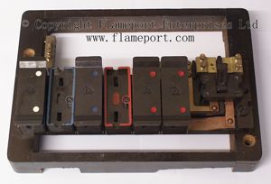 Partially assembled brown Wylex fuse box