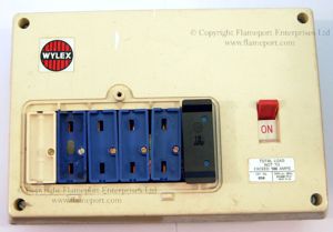 Exterior view of a fairly recent 6 way plastic Wylex fuse box