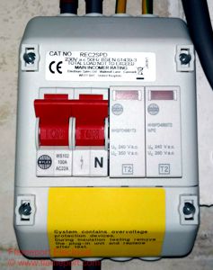 Wylex surge protection device and double pole isolator